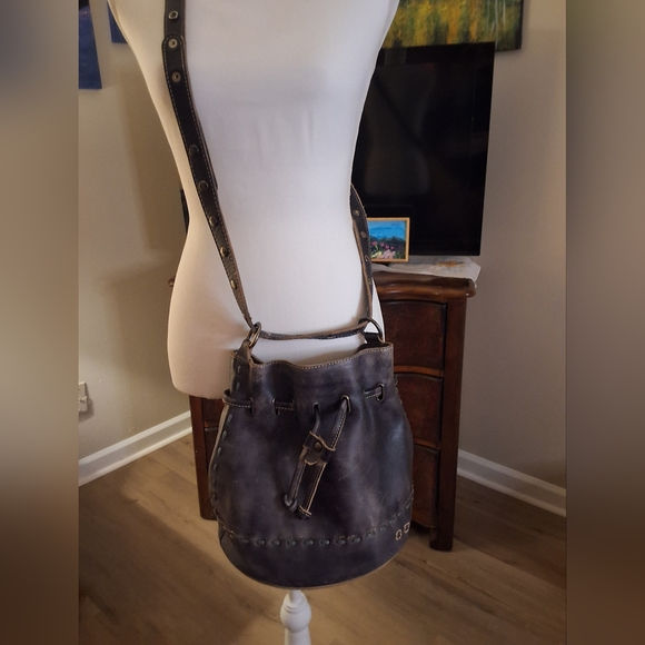Bed Stu Handbags - Bed Stu Distressed Gray Leather Shoulder Bag